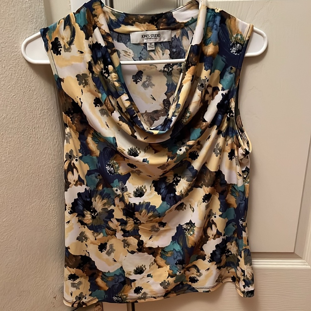 Jones Studio Cowl Neck Sleeveless Shirt